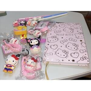 Hello Kitty Keychain/Pen/Journal Set Cute Designs Multiple Items Bundle